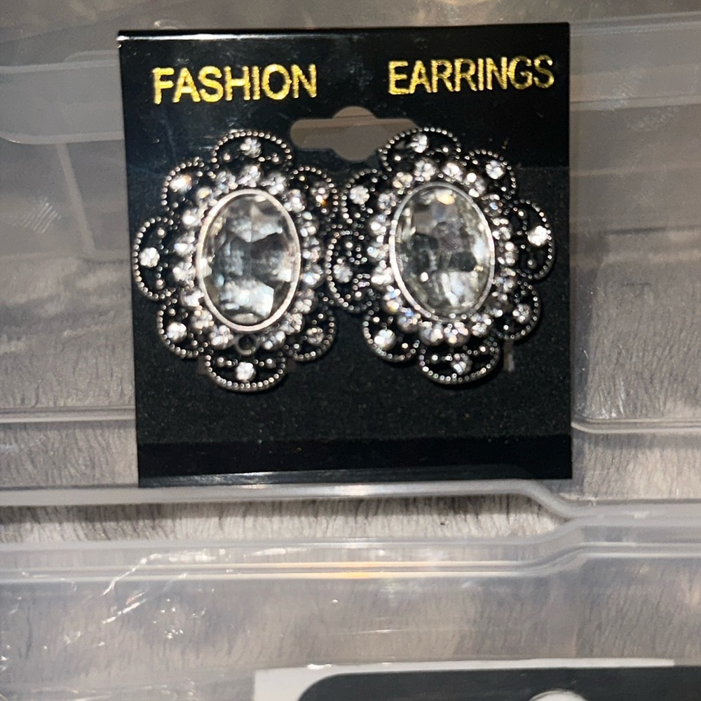 Elegant Black and Silver Stud Earrings